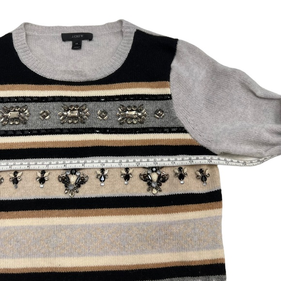 J. Crew 100% Wool Grey Long Sleeve Crew Neck Jewelled Fair Isle Sweater … - Picture 8 of 11